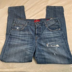 Lucky Brand Boyfriend Distressed Blue Jeans Size 10